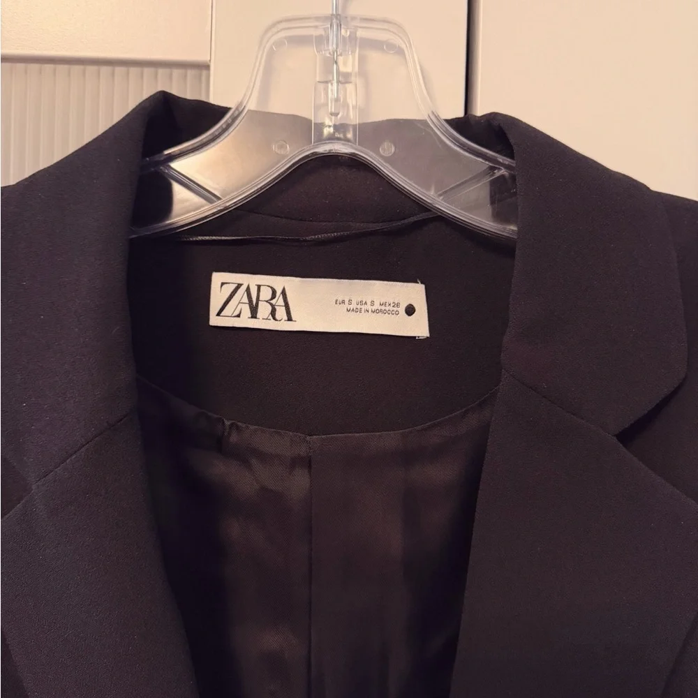 Zara Black Sleeveless Blazer Vest Open Sides Adjustable Size S - Picture 3 of 9